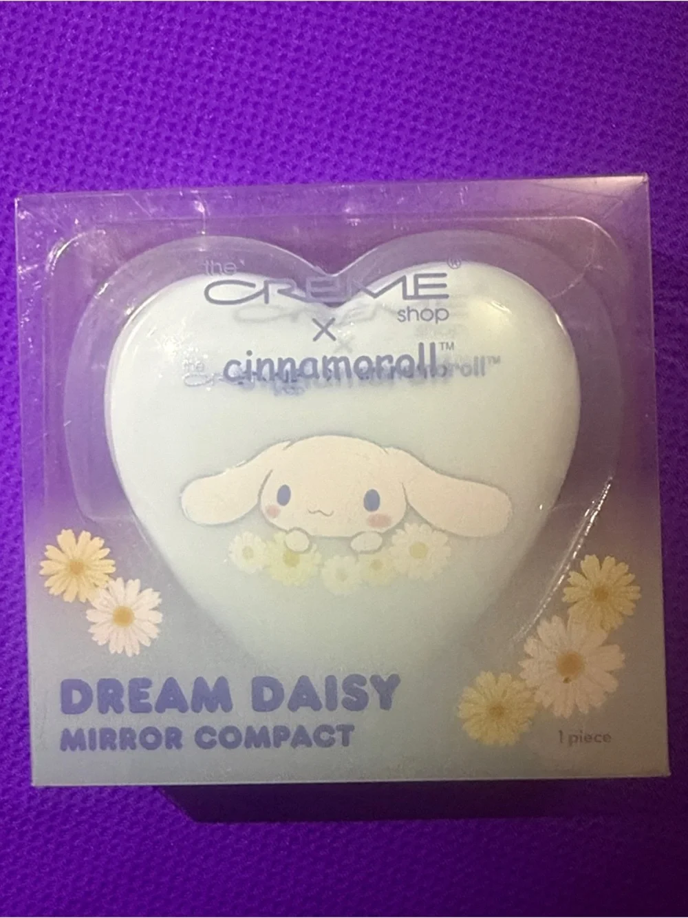 Cinnamoroll x Creme Shop Dream Daisy Heart Compact - Light Blue